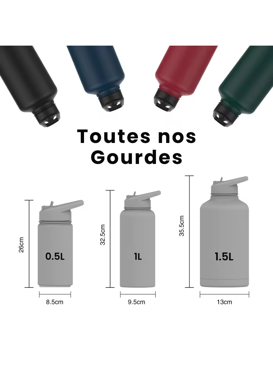 Gourde Isotherme en acier inoxydable grande capacité - Randonnée, trekking, alpinisme