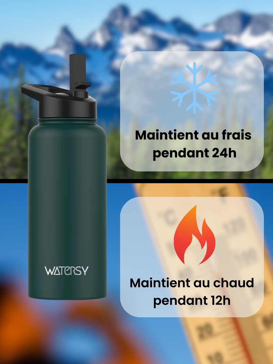 Gourde Isotherme en acier inoxydable grande capacité - Randonnée, trekking, alpinisme