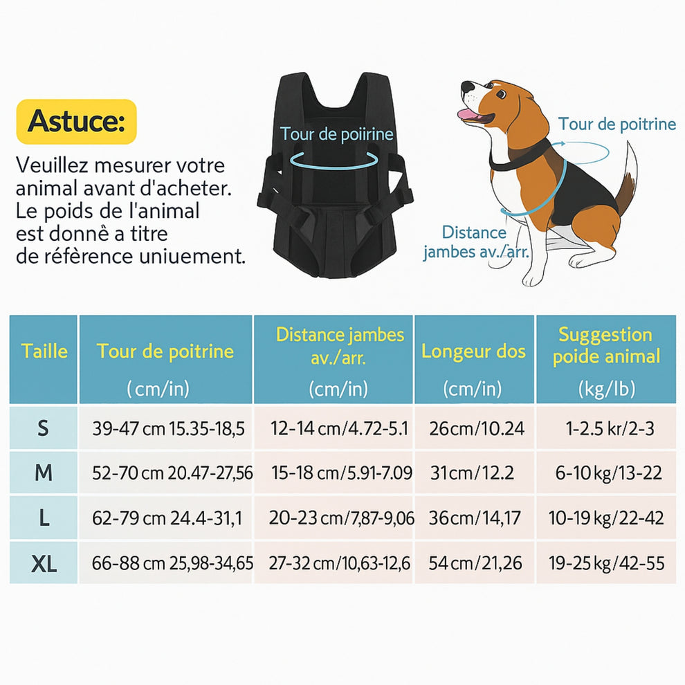 Porte chien Ventral Randonnée