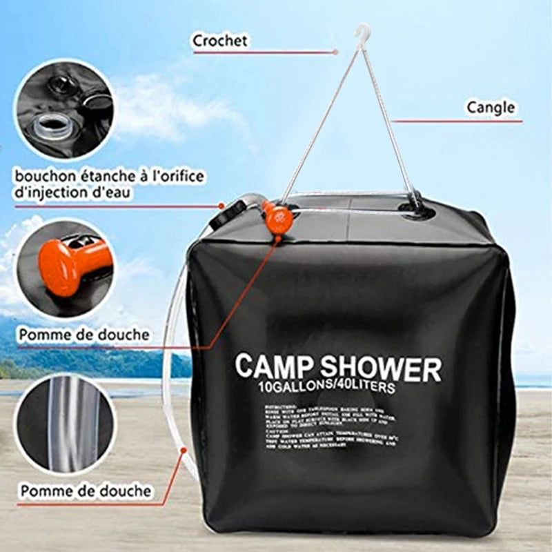 Douche Portable Solaire 40L Chauffage Naturelle