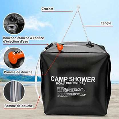 Douche Portable Solaire 40L Chauffage Naturelle